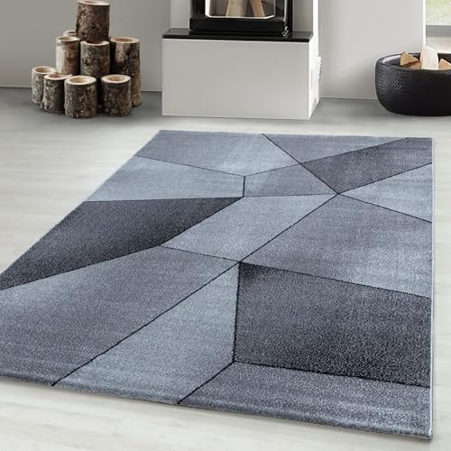 Carpetsale24 Designer Teppich Modern Abstrakt Gemustert – Grau und Schwarz – Wohnzimmerteppich für modernen Stil und Komfort, Größe 160x230 cm – Pflegeleicht, Weicher Flor, Ideal für Wohnzimmer