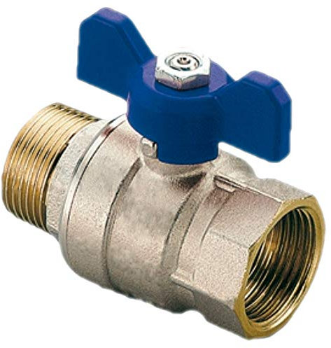 MegaHaustechnik Kugelhahn aus Messing mit 3/4 Rohr Zoll Aussengewinde AG und Innengewinde IG DN20 Trinkwasser geeignet Druck PN 25 Bar mit Flügelgriff blau Wasser Heizung Druckluft Absperr Ventil
