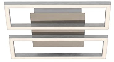 BRILONER Leuchten - LED Deckenleuchte, Deckenlampe dimmbar, inkl. Memoryfunktion, 14,5 Watt, 1.400 Lumen, 3.000 Kelvin, Matt-Nickel, 280x238x60mm (LxBxH)