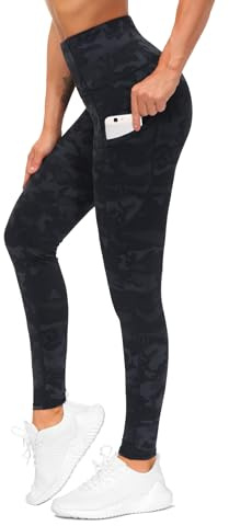 THE GYM PEOPLE Damen Dicke Sport Leggings High Waist Yogahose mit Taschen | Blickdicht, Seitentaschen, Innentasche, Flatlock-Nähte, 4-Wege-Stretch, Atmungsaktiv, Camel-Toe-Proof, Laufen Fitness Pilates