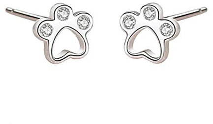 CZ Pfote Ohrringe für Frauen Mädchen S925 Sterling Silber Zirkonia Tiny Stud Tragus Post Pin Niedliche Pfote Katze Welpe Hund Print Ohrringe Hypoallergene Schmuck Geschenk für Haustierliebhaber