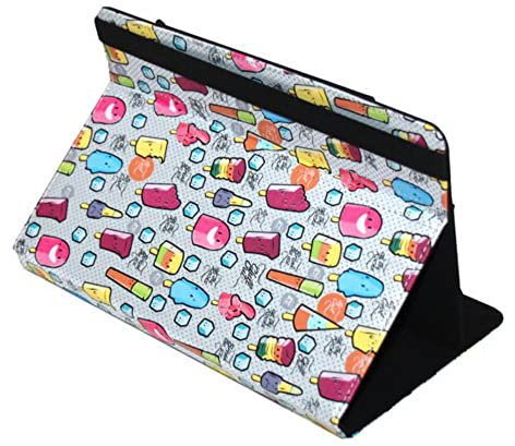 Silver HT - Funda Universal Estampada Cool Ice Pop Metal Rojo Puntos Azules para Tablets de 9 a 11 Pulgadas. Funda con función Soporte. Ángulo de Visión Multiajustable.