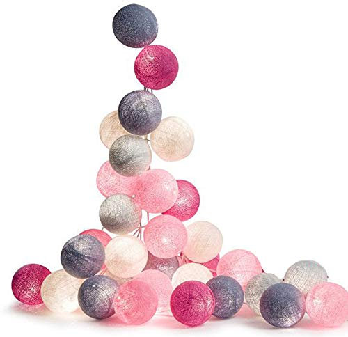 Guirlande lumineuse de Noël à Boules de Coton, DOTBUY Guirlande Lumineuse LED à Piles pour Éclairage de Noël, mariage, décoration de jardin Pour intérieur (Série rose,3.3M/20LED)