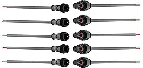 HUAZIZ H066 Waterproof connectors, male female plug LED connector, 3 pin waterproof IP65 connector with 22AWG 20 cm extension cable for LED light strips. (3 pin 5 pairs)