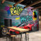 YXTSmurals Fototapete Selbstklebende 3D Effekt Farbe Graffiti Buchstaben Auto 3D Tapete Wandtapete Art Poster Wohnzimmer Kinderzimmer Tv Hintergrund Wanddeko Wandbilder