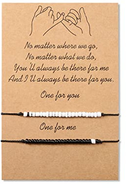 MANVEN 2PCS Bester Freund Armband Pinky Versprechen Passende Langstrecken Handgefertigte Edelstahl Armbänder Geschenk für Frauen Mädchen Mama Familie
