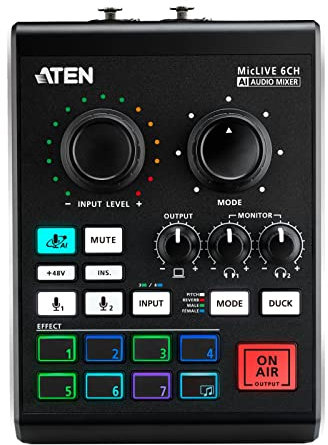 ATEN UC8000 Podcast AI Audio Mixer MicLIVE 6-CH