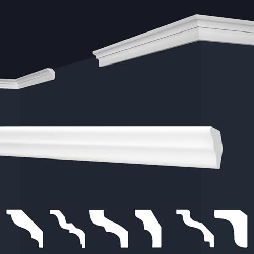 Plinthes de plafond Marbet en polystyrène XPS - Plinthes en stuc de haute qualité, légères et robustes, au design moderne - (20cm échantillon E-2-17x25mm) Plinthes d'angle