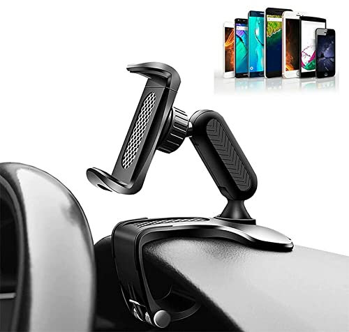 LIZHOUMIL Universal Clip On Car HUD GPS Dashboard Mount Holder Snap-on Phone Rack Rotating Rearview Mirror GPS Navigation HUD Non-Slip Stand Clamp for Smartphones black