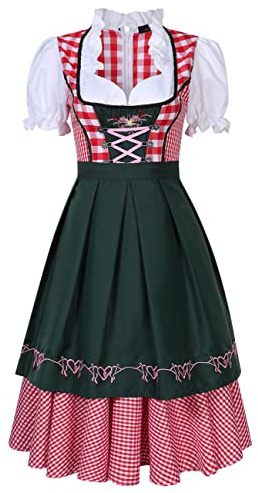 Women's German Bavarian Traditional Dirndl Dress Oktoberfest Beer Maid Costume