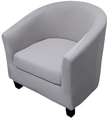 Highdi Sesselschoner Sesselüberwurf mit Elastisch Stretch Husse 2 Stück, Club Chair Schonbezug Sofabezug mit hoher Dehnung Sessel für Loungesessel Cocktailsessel (einfarbig hellgrau)