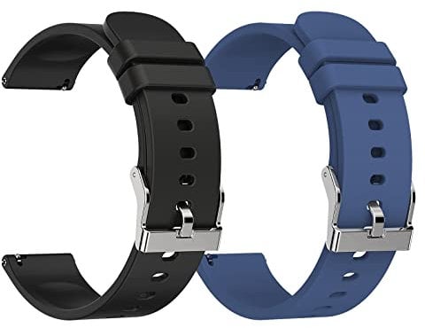 woednx 20 mm Uhrenarmbänder,Ersatzarmband für Smart Watch, weicher, hautfreundlicher Silikon-Schnellverschluss, Smart Watch-Armband(Schwarz+Blau)