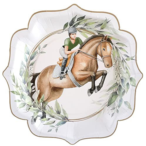 10 Assiettes en carton Hippique - Equitation 21cm