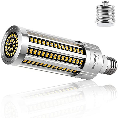 DragonLight 50W Superhell Mais Licht LED Glühbirne Lüfterlos(Ersetzt 350Watt) - E27 LED Lampe mit E40 Adapter - 3000K Warmweiß 6,000 Lumens für Gebiet Beleuchtung - Garage Werkstatt Straßenleuchte