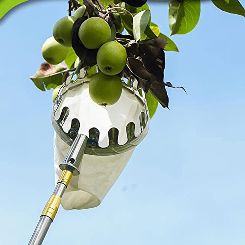 Obstpflücker-Werkzeug, Obstpflückerstange mit Korb-Teleskop, Edelstahl-Pflücker mit rutschfestem Griff, praktische Erntehilfe