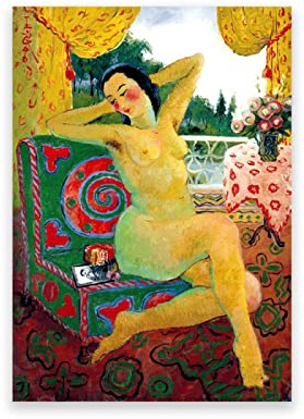 GEILEX Pan Yuliang Window Famous Paintings On Canvas. Famous Posters and Prints Reproduction Wall Decor Canvas Art Pictures 60x90cm(23.7x35.5in) Frameless