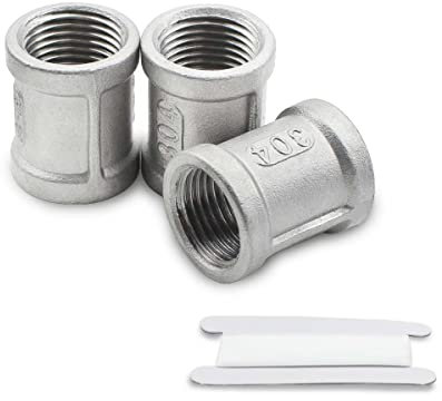 Bwintech 3 Pz 3/4 Femmina a 3/4 Femmina BSP Filo Acciaio Inox 304 Connettore di Accoppiamento per la Conversione di Collegamento Tubo