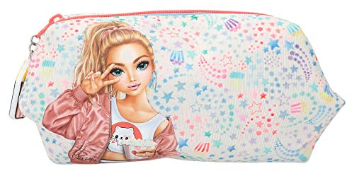 Depesche 12387 TOPModel Cutie Star - Kosmetiktasche mit Model-Motiv und Sternchen-Muster, Beauty Case mit Innentasche