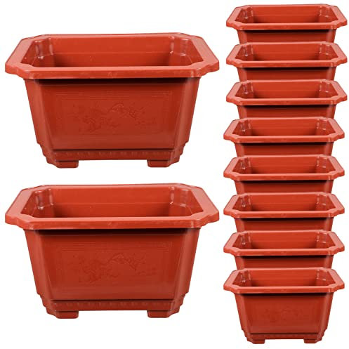 Vaguelly 10 vasi da allenamento per bonsai, 17 vasi per la crescita delle piante, rettangolari, in plastica, con fori di drenaggio, grandi e profondi, per l'asilo, il giardino, il balcone