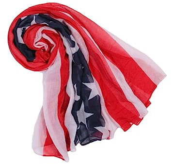ABOOFAN Usa-Flaggenschal Nautischer Amerikanischer Schal Patriotischer Schal Flaggenschal Bedruckter Schal Amerikanischer Flaggenschal Bedruckter Voile-Schal Mit Memorial