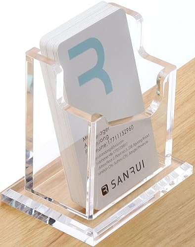 SANRUI Porte-cartes de visite pour bureau, support pour cartes de visite en acrylique transparent, convient pour 50 à 60 cartes de visite