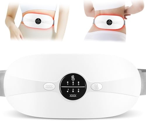 BAMCOO Heizkissen Perioden Wärmegürtel mit 3 Temperatur Einstellbar und Vibrationsmodi Wärmegürtel Periode Linderung von Rücken pad perfect Weiß
