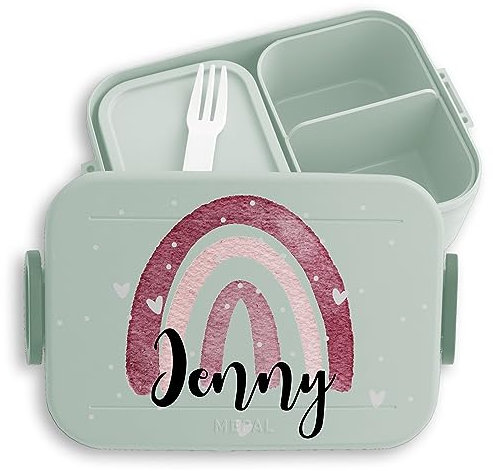 Kinder Bento Box Midi für Mepal Bentobox - Brotbox Regenbogen Lunchbox Rainbow Vesperbox I - 900 ml - Sage Grün - brotdose schule mädchen personalisierte vesperdose personalised bento-lunchbox