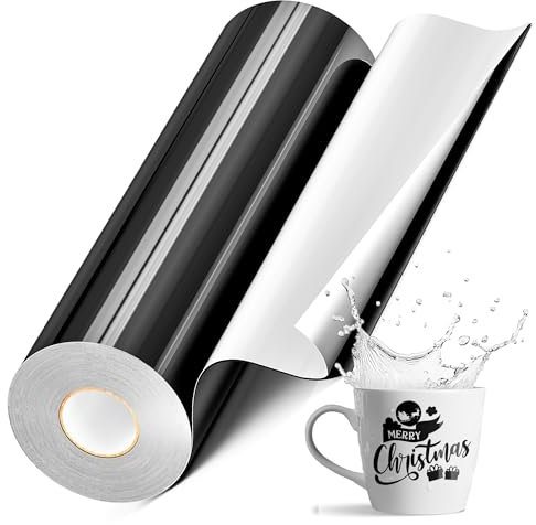 EPRCUT Vinylfolie Plotter, Plotterfolie Vinyl Rolle Schwarz Glänzende 30,5 x 1524cm Wasserdicht Selbstklebende Folie Permanentes Dauerhaften Aufklebern für Cricut, DIY, Bastelprojekte, Party