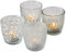 Windlicht Marilu Transparent 4er-SET aus Glas - Teelichthalter mit verschiedenen Ornamenten - Kerzenständer Windlichthalter Kerzenhalter Wohndekoration Tischdekoration Glaskerzenhalter 7,5 x 7,5 cm