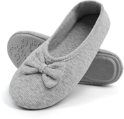OFFCUP Pantofole da Donna, 38-39EU Scarpe da Casa, Pantofola Ballerina Donna Pantofole da Casa Memory Foam Inverno Ciabatte Pantofola Interno Caldo Peluche Leggero Scarpe di Cotone (Grigio)