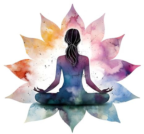 GRAZDesign Wandtattoo Yoga Lebensblume bunt, Wandaufkleber Schlafzimmer, Küche & Wohnzimmer - 32x30cm