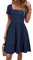 Newshows Sommerkleid Damen Knielang Strandkleid Sommer Outfits Kleid Elegant Kurz Partykleid Mit Taschen Marineblau