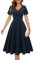 Bridesmay Cocktail Dress with Sleeves,Semi Formal Work Dress for Business Casual,Modest Church Dress Navy 2XL