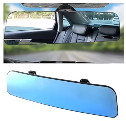 JNNJ Rückspiegel Auto, Anti-Blendung Innenspiegel Large Vision Spiegel, Blendschutz Auto Rückspiegel Zum Aufstecken Weitwinkel Spiegel Für Autos, SUV(Blauer Spiegel)
