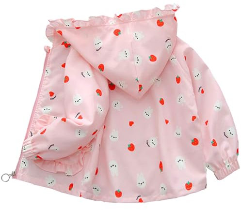 Amur Leopard Veste Bébé Fille Imprimée Manteau Enfant à Capuche Blouson Coupe-vent Respirant pour Printemps Automne, Rose, 80/6-12 Mois
