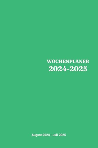 Wochenplaner 2024 2025: 1 Woche auf 2 Seiten - Kleinformat A5 - Farbe Grün - Vertikal Darstellung