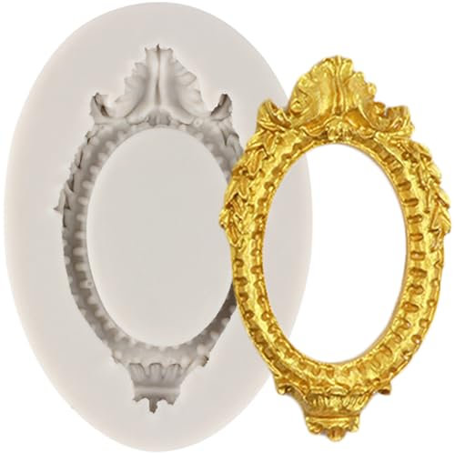 MINFEIDMS Photo Frame Silicone Moulds Baroque Style Picture Frames Fondant Mould for Cake Decorating Cupcake Topper Candy Chocolate Gum Paste Polymer Clay