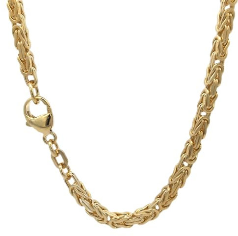 hoplo holzenplotz Goldkette Königskette Halskette Breite 3,2 mm massiv 585-14 Karat Gold, Kettenlänge:19 cm Armkette