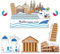 JAPBOR Magnetischer Kreuzfahrt-Tür-Dekoration, mediterraner Kreuzfahrt-Magnet, Schiff, Auto, Kabine, Kühlschrankmagnete, Aufkleber, Santorini, Kolosseum, schiefer Turm von Pisa, Kühlschrankaufkleber