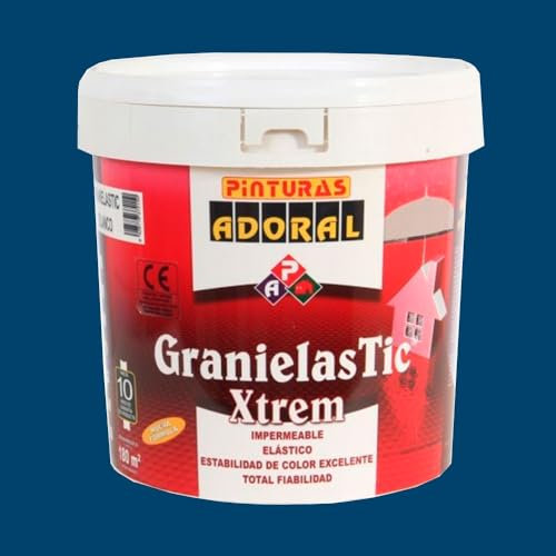 Bote de Pintura Plástica para Exterior-Interior (Revestimiento Liso Elástico Impermeable) (Azul Marino, 12 Litros)
