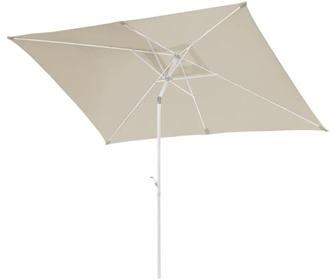 SVITA Sonnenschirm 3x2m Balkonschirm rechteckig mit Sonnenschutz Matt Beige/Weiß