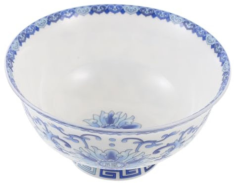 Zerodeko Large Vintage Salad Bowl Classical Blue and White Porcelain Delicate Design for Home and Restaurant Use