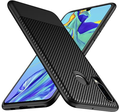 Losvick Cover per Huawei P30 Lite / P30 Lite XL New Edition, Cover P30 Lite Huawei Anti-Shock [Bumper con Angoli Rinforzati] Protezione in Silicone Morbida Fibra di Carbonio Custodia sottile - 6,15 -