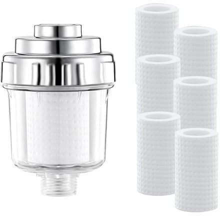 Filtro de Agua para Ducha, Filtros de Ducha para Conexiones de 1/2, Ducha Antical con 6 Filtros Intercambiables, Eficaces para Filtrar Contaminantes de Agua