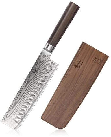 Cangshan HAKU Series Nakiri Knife with Sheath, X-7 Damascus Steel (7-Inch)