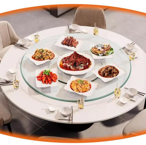 DAQXYH 60cm 80cm 100cm Bandeja Giratoria De Vidrio Templado, Mesa De Comedor, Plato Giratorio Lazy Susan, Mesa Redonda Grande, Bandeja para Servir para El Hogar Y La Cocina(60cm/24)