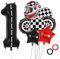 Rennauto Luftballons Geburtstag 1 Jahr Junge,Helm Racing Reifen Folien-Ballons,Latex-Ballons Kinder,Kinder Junge Karierte Kindergeburtstag Racing Themen Party Rennparty