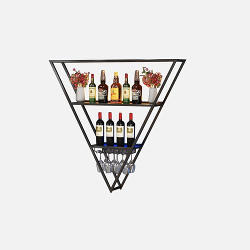 Weinregal Wand Metall Flaschenregal Schmal Wine Rack Bar Regal Wand Weinschrank Hausbar Barschrank mit Weinglashalteretränke Regal Mini Bar Vitrine Hängend mit Licht für Esszimmer Bartheke(123*113*20c