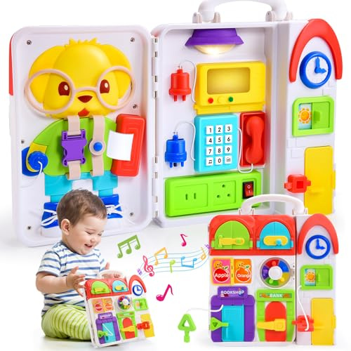 Spielzeug für 1-2 Jahre alte Jungen Mädchen: Montessori Spielzeug für 1 Jahr alt, musikalische Montessori Busy Board pädagogisches Spielzeug für Kleinkinder 1-3, Geschenke für 1 2 Jahre altes Kind