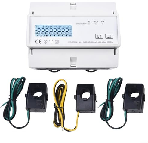 EXTRWORY Ammetro, Smart Meter Energy Monitor Power Monitor, per Tuya WiFi trifase bidirezionale Energy Meter KWh Monitor relè integrato, supporta il controllo remoto (120A)